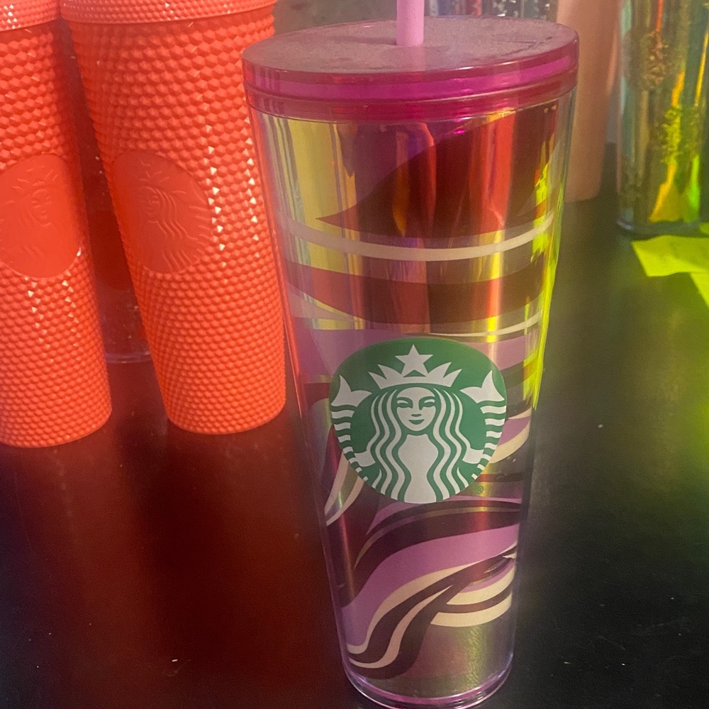 Starbucks Multicolor Tumbler with Pink Lid